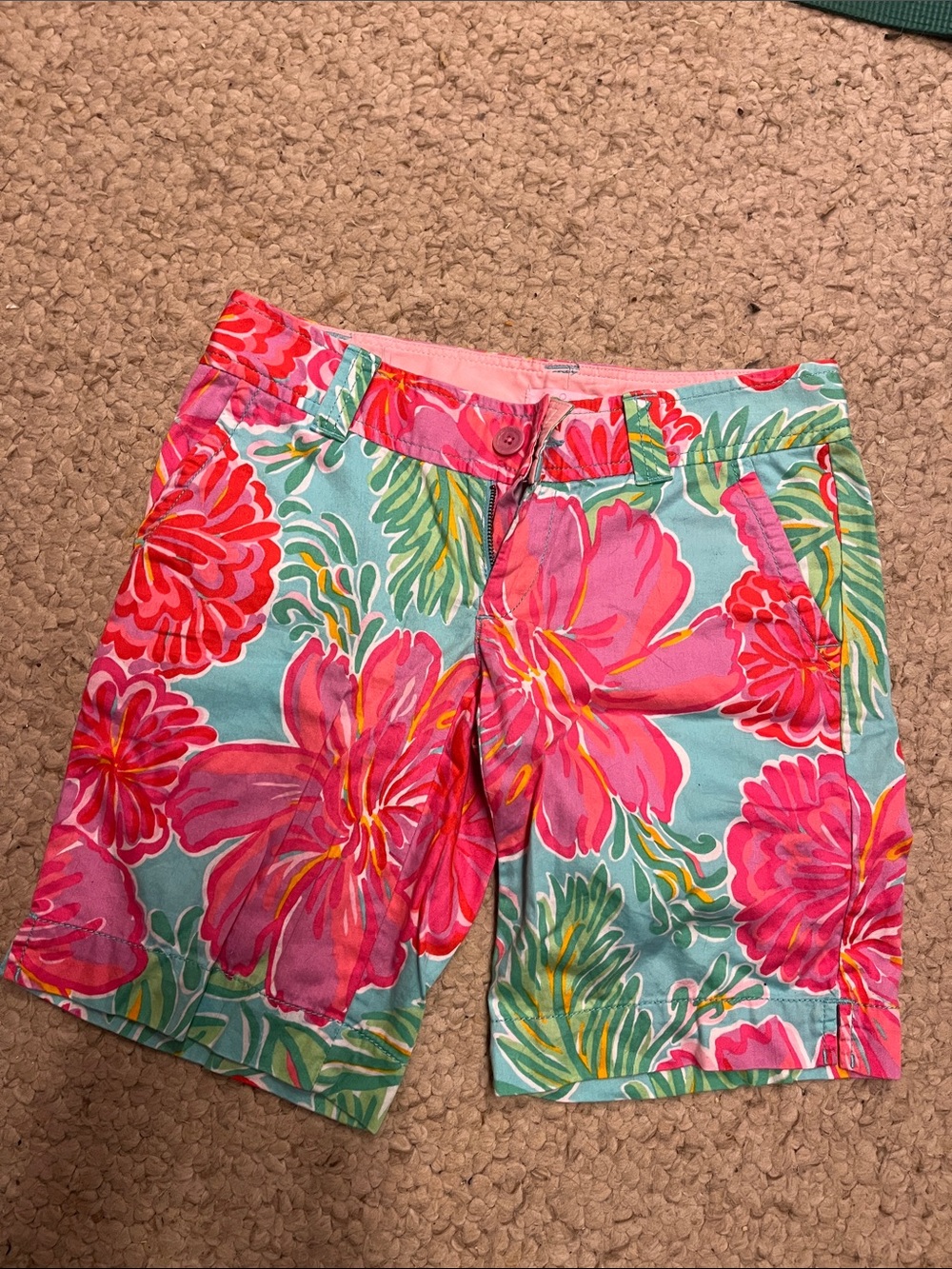 Lilly Pulitzer Pink Floral Aqua Resort Shorts